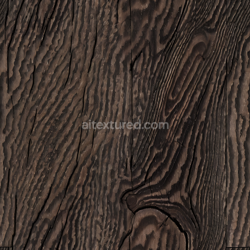 Preview — Seamless 3D PBR Texture of Dark Charred Wood Planks with Deep Grain and Cracks