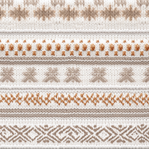 Seamless 3D PBR Knitted Christmas Sweater Texture in Neutral Browns and Creams