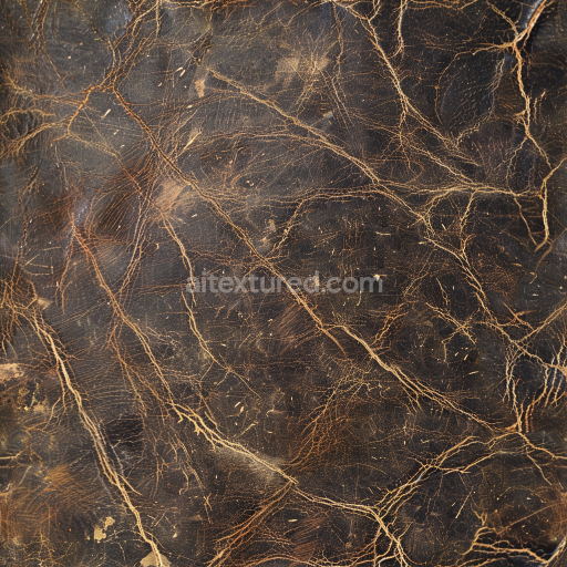 Preview — Seamless 3D distressed dark brown leather PBR texture with deep cracks and natural wear