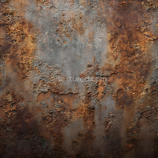 Seamless 3D Rusted Metal PBR Texture Featuring Cracked, Corroded Surface