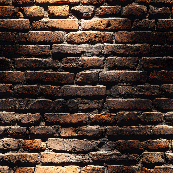 Cracked & Chipped Rustic Brick Wall in Warm Earth Tones seamless PBR texture preview