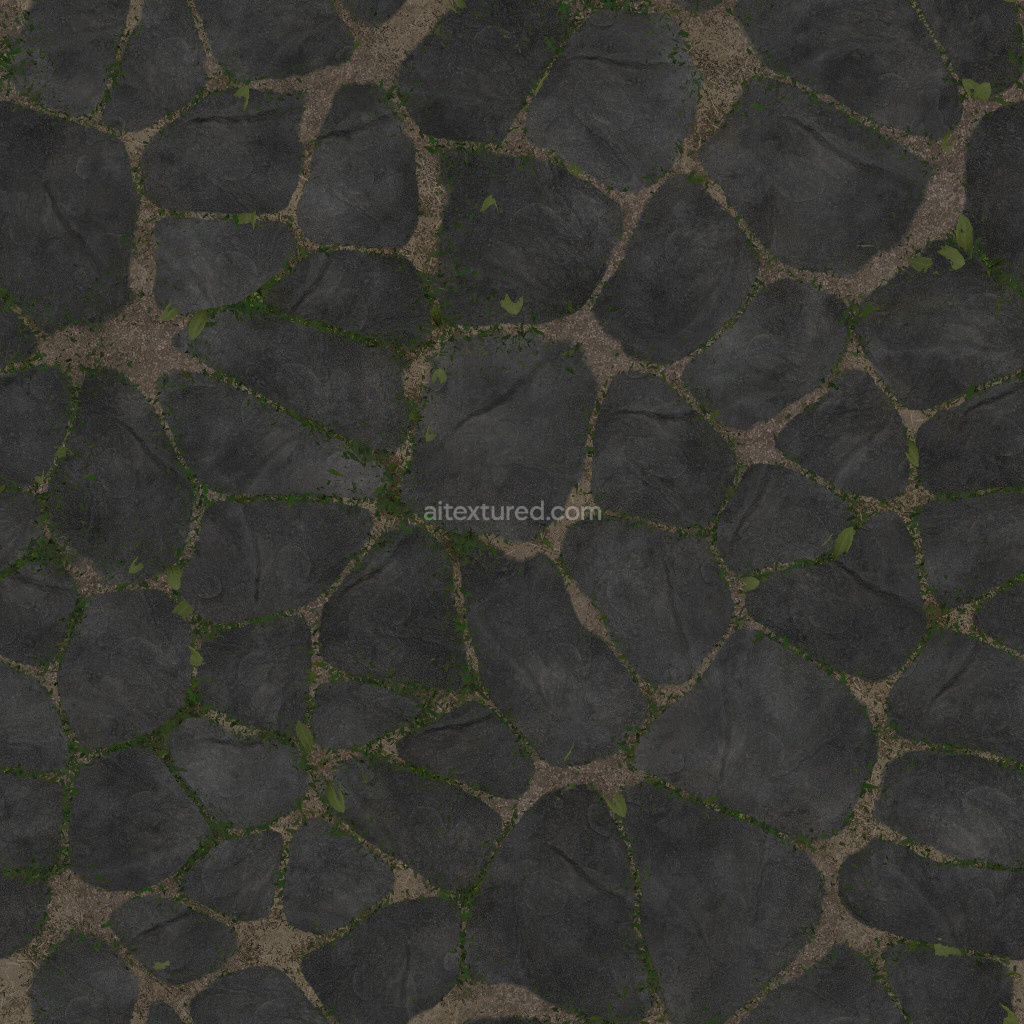 Seamless dark stone PBR texture for 3D rendering