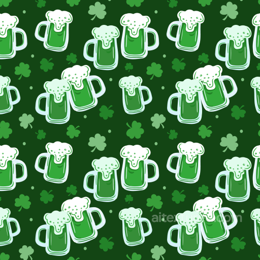 Of Cartoon Green Beer Mugs And Shamrocks seamless St patrick digital paper bundle PBR texture