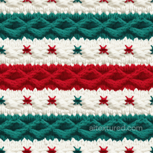 Christmas Knit Wool Texture with Multicolor Red, Green, and White Cable Knit Pattern seamless All Christmas Digital paper PBR texture
