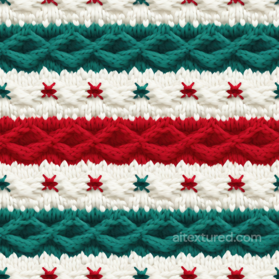 Christmas Knit Wool Texture with Multicolor Red, Green, and White Cable Knit Pattern All Christmas Digital paper texture preview