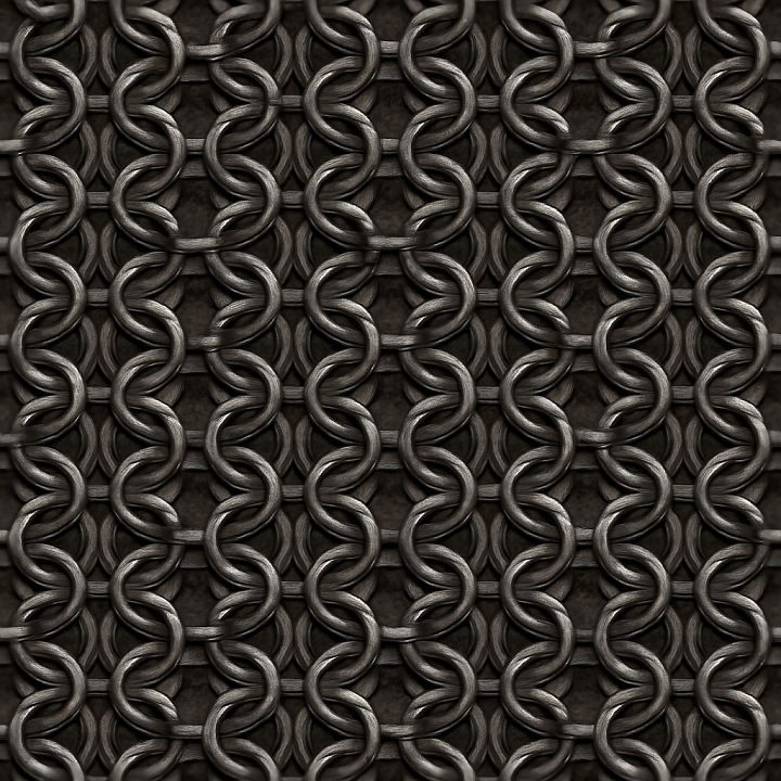 Chainmail With Gunmetal Gray And Interwoven Rings Pattern seamless PBR texture preview