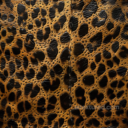 glossy leopard print leather PBR texture with detailed wrinkles and stitched seam seamless Leather PBR texture