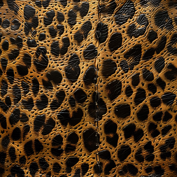 Glossy Leopard Print Leather With Detailed Wrinkles And Stitched Seam seamless PBR texture preview