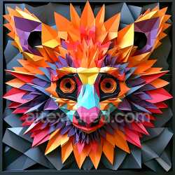 seamless Seamless 3D PBR Texture of Vibrant Geometric Aye-Aye Face with Origami Style texture 8k free download PBR