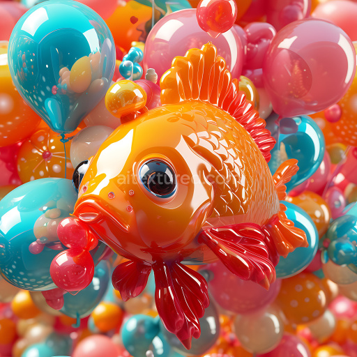 Seamless 3D Inflated Glossy Balloon Texture with Vibrant Orange and Cyan Colors