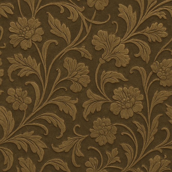 Art Nouveau Botanical Leaves Wallpaper With Embossed Velvet And Matte F… seamless PBR texture preview