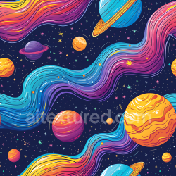seamless Seamless 3D Space PBR Texture Featuring Vibrant Cosmic Galaxy and Colorful Planets texture 8k free download PBR