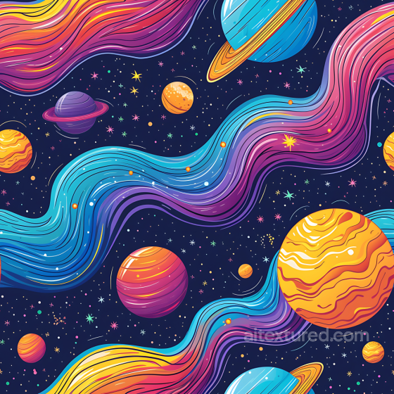 Space PBR Texture Featuring Vibrant Cosmic Galaxy and Colorful Planets Star, space, planets texture preview