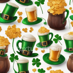 seamless Seamless 3D PBR Texture Featuring St Patrick's Day Beer, Leprechaun Hats & Shamrocks texture 8k free download PBR