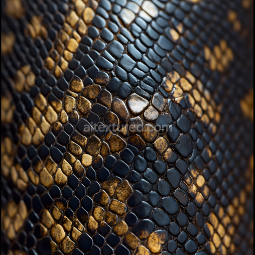 Seamless 3D PBR Reptile Skin Texture Featuring Glossy Black and Brown Scales