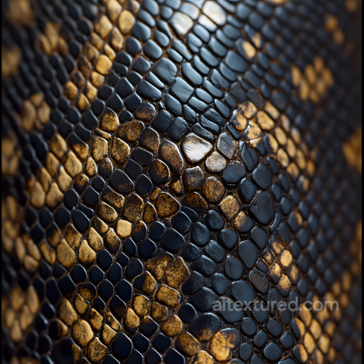 Reptile Skin Texture Featuring Glossy Black and Brown Scales seamless Skin PBR texture