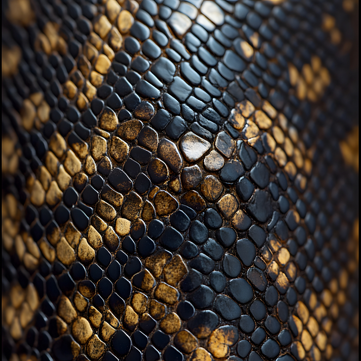 Reptile Skin Featuring Glossy Black and Brown Scales seamless PBR texture preview