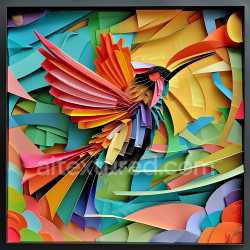 seamless Seamless 3D PBR Texture Featuring Vibrant Origami-Style Bird With Multicolor Layered Wings texture 8k free download PBR