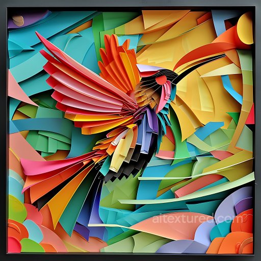 Animal - Seamless 3D PBR Texture Featuring Vibrant Origami-Style Bird With Multicolor Layered Wings texture preview