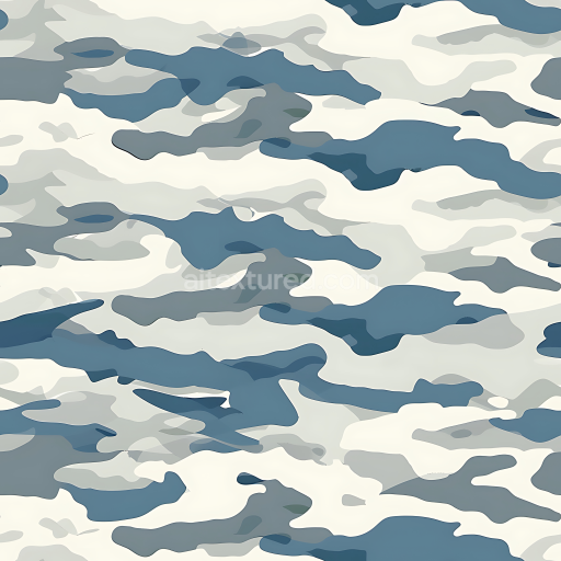 Seamless 3D Arctic Snow Camouflage PBR Texture with Blue and Gray Organic Shapes