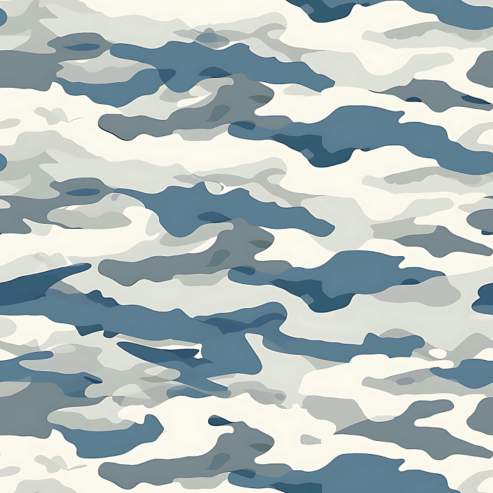 Arctic Snow Camouflage with Blue and Gray Organic Shapes seamless PBR texture preview
