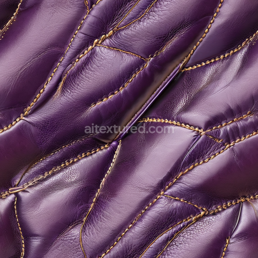 Seamless 3D Quilted Purple Leather PBR Texture with Visible Stitching and Wrinkles