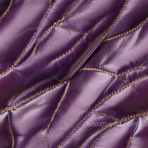 Quilted Purple Leather PBR Texture with Visible Stitching and Wrinkles seamless Leather PBR texture