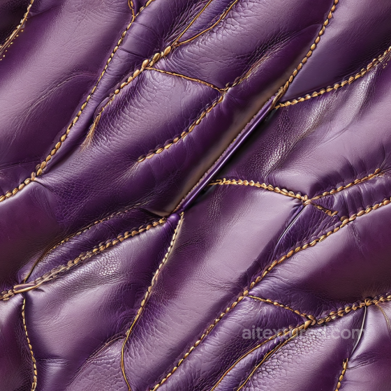 Quilted Purple Leather PBR Texture with Visible Stitching and Wrinkles Leather texture preview