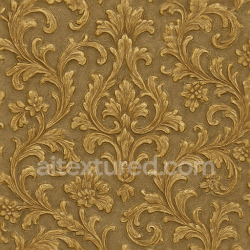 seamless Seamless 3d texture pbr 8k baroque brocade wallpaper with raised gold leaf metallic accents finish texture 8k free download PBR