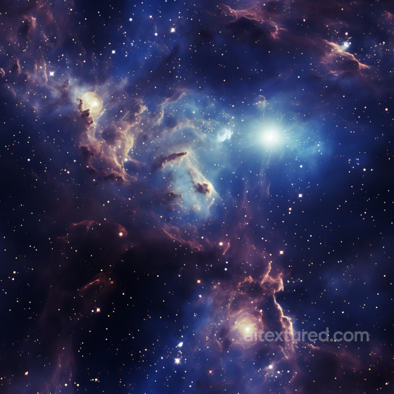 Space PBR Texture Featuring Glowing Nebula Clouds and Starfield Star, space, planets texture preview