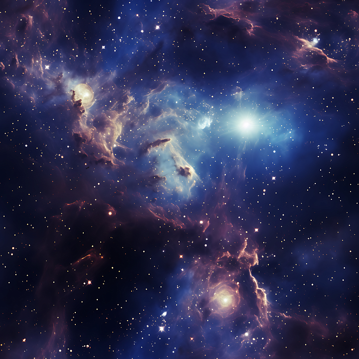 Space Featuring Glowing Nebula Clouds and Starfield seamless PBR texture preview
