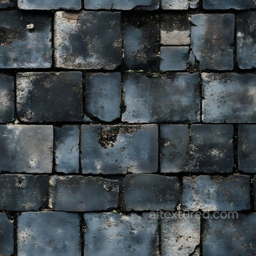 Cracked Weathered Brick Wall PBR Texture with Dark Blue and Black Patina seamless Brick PBR texture