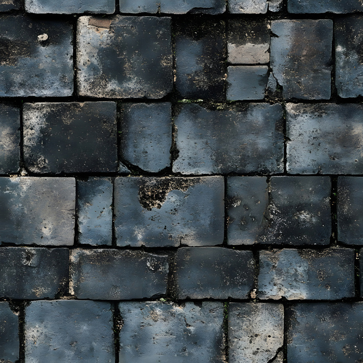 Cracked Weathered Brick Wall with Dark Blue and Black Patina seamless PBR texture preview