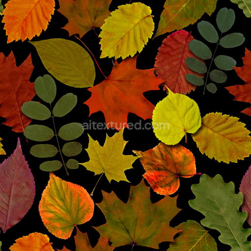 Seamless 3D PBR Texture of Varied Autumn Leaves in Vibrant Colors