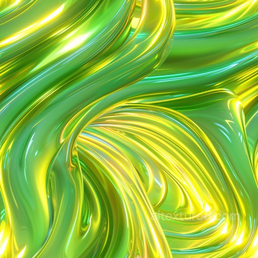 Seamless 3D PBR Texture Featuring Glossy Abstract Green and Yellow Swirls texture preview