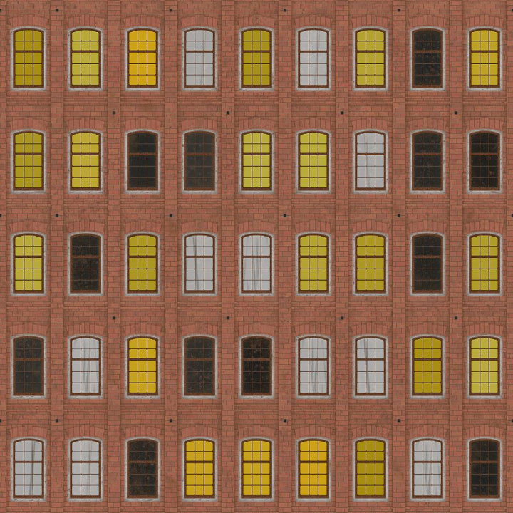 Retro Office Building Facade Night Mode Brick seamless PBR texture preview