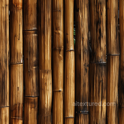 Polished Dark Brown Bamboo Stalks Seamless Texture with Natural Grain seamless Bamboo PBR texture