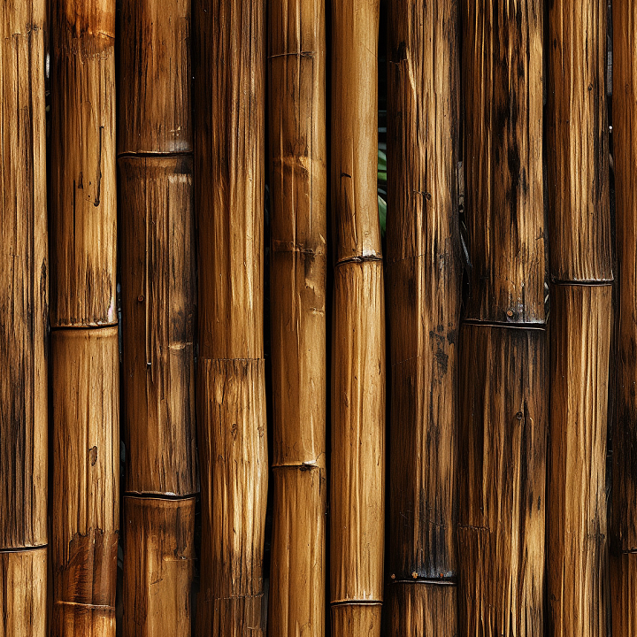 Polished Dark Brown Bamboo Stalks with Natural Grain seamless PBR texture preview