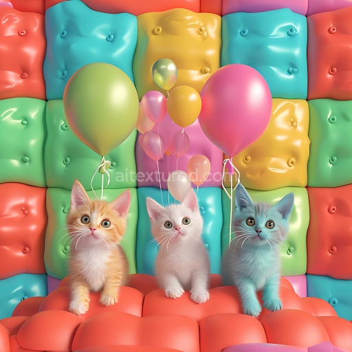 Seamless 3D Inflated Quilted Vinyl Panels Texture in Bright Multicolor