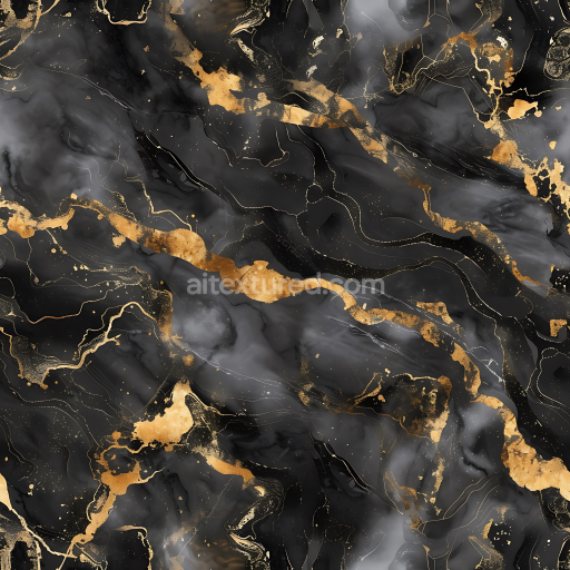 Seamless 3D PBR Black Marble Texture with Luxurious Gold Veining and Polished Finish