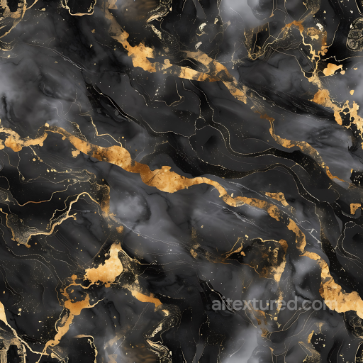 Black Marble Texture with Luxurious Gold Veining and Polished Finish seamless Marble PBR texture