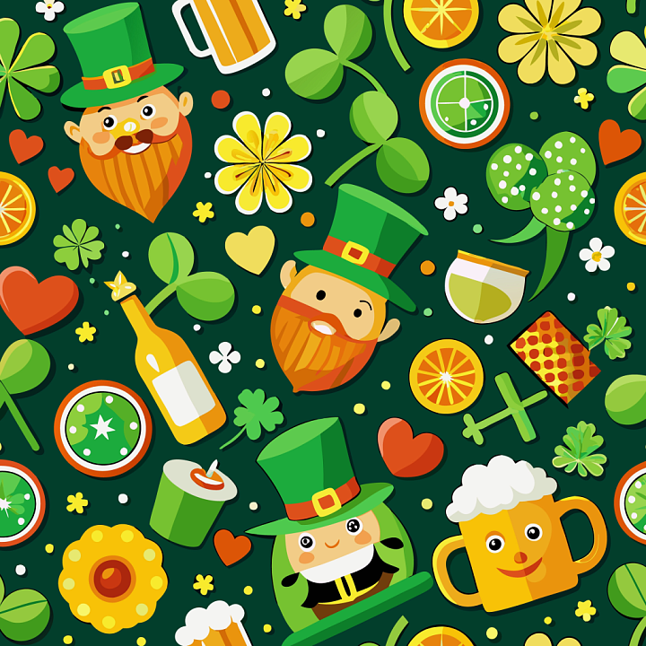 St Patrick Digital Paper Bundle of St Patrick Cartoon Paper Illustratio… seamless PBR texture preview