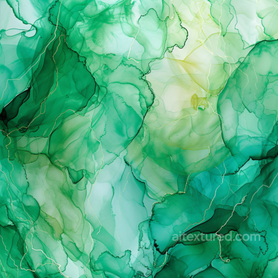 Alcohol Ink PBR Texture with Emerald Green Fluid Marbling and Gold Veins Alcohol ink texture preview
