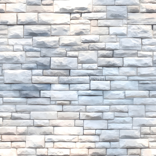 Seamless 3D Cracked White Stone Brick Wall PBR Texture with Rough Chipped Surface