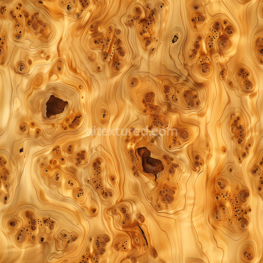 Seamless 3D Knotty Pine Wood Burl PBR Texture with Intricate Knots and Grain Patterns