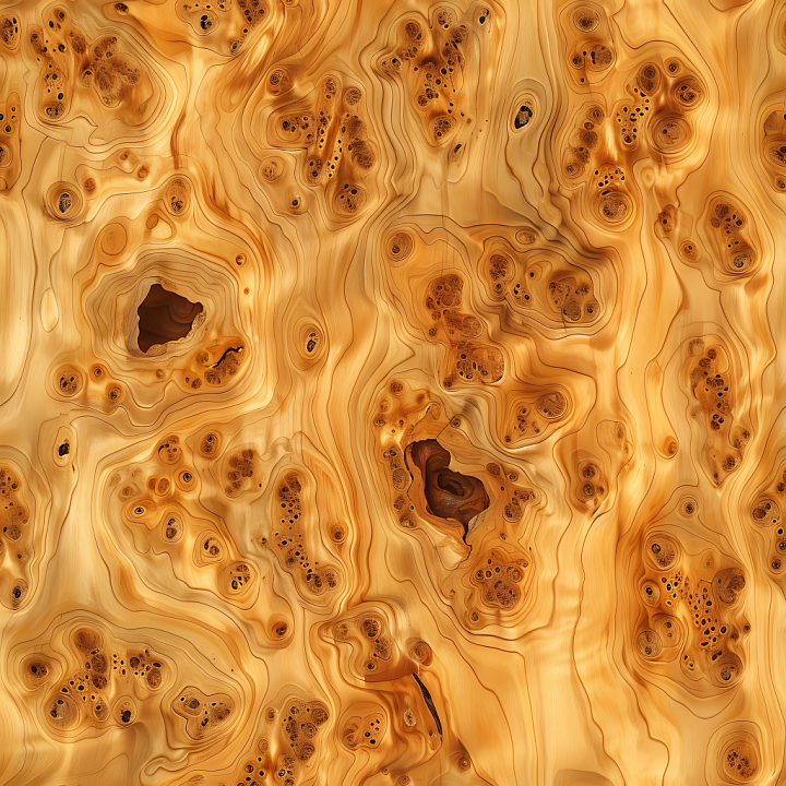 Knotty Pine Wood Burl with Intricate Knots and Grain Patterns seamless PBR texture preview