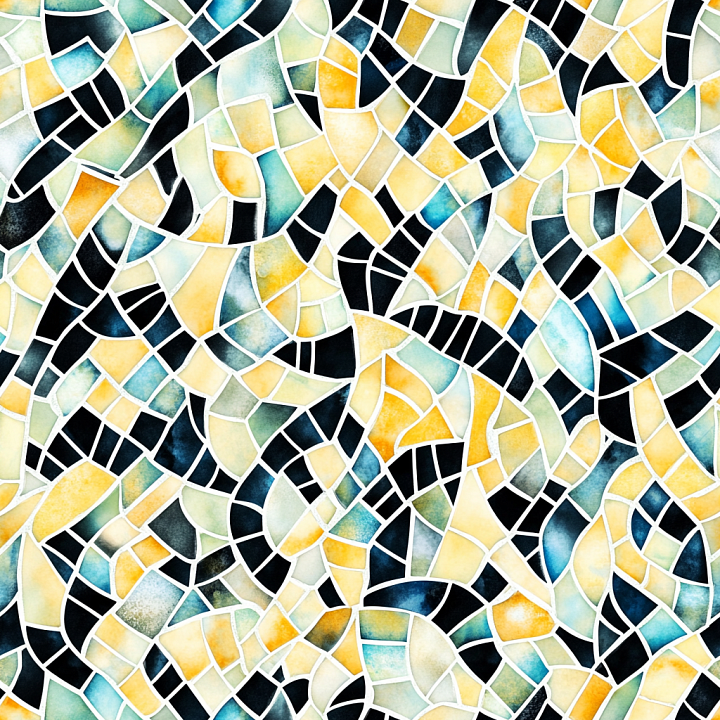 Mosaic Featuring Irregular Colorful Stone Tiles with Matte Finish seamless PBR texture preview