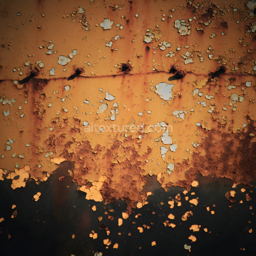 Seamless 3D Rusty Metal PBR Texture Featuring Peeling Paint and Corrosion Holes