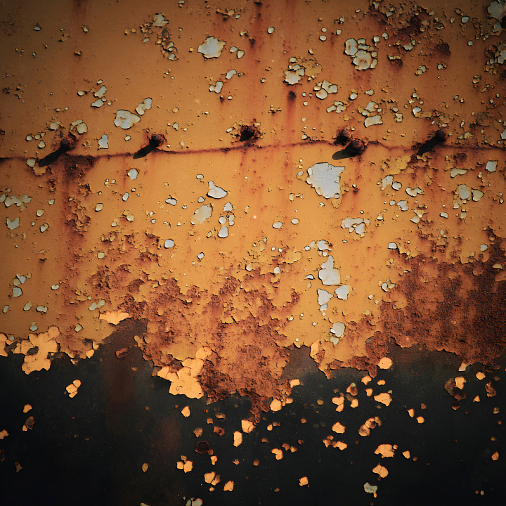 Rusty Metal Featuring Peeling Paint and Corrosion Holes seamless PBR texture preview