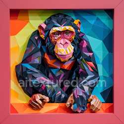 seamless Seamless 3D PBR Texture of Origami-Style Bonobo with Vibrant Low-Poly Color texture 8k free download PBR